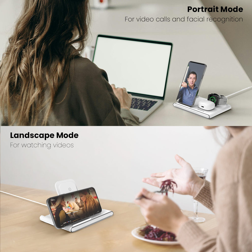 PowerGlow - Jabees PowerGlow 4-In-1 Foldable Wireless Charging Station with LED Night Light